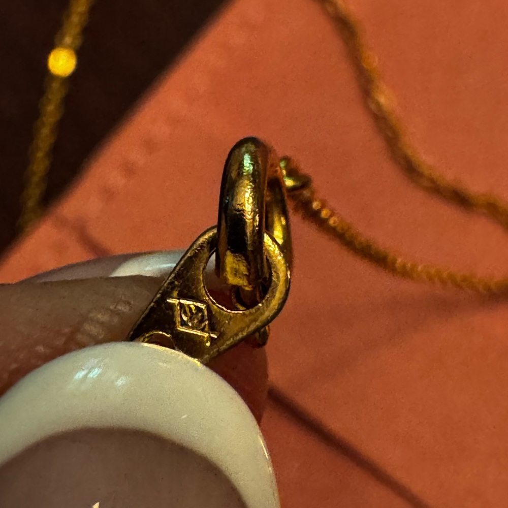 Celine Gold-Tone Round Logo Pendant Necklace - Picture 5 of 6